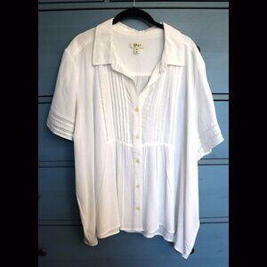 Style & Co. Short Sleeve Tunic-style Sheer White Blouse - Size XXL